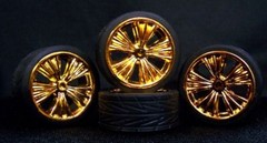Hoppin Hydros 1/24 1/25 Slim 20’s Gold Venetian Model Car Rims Wheels Tires
