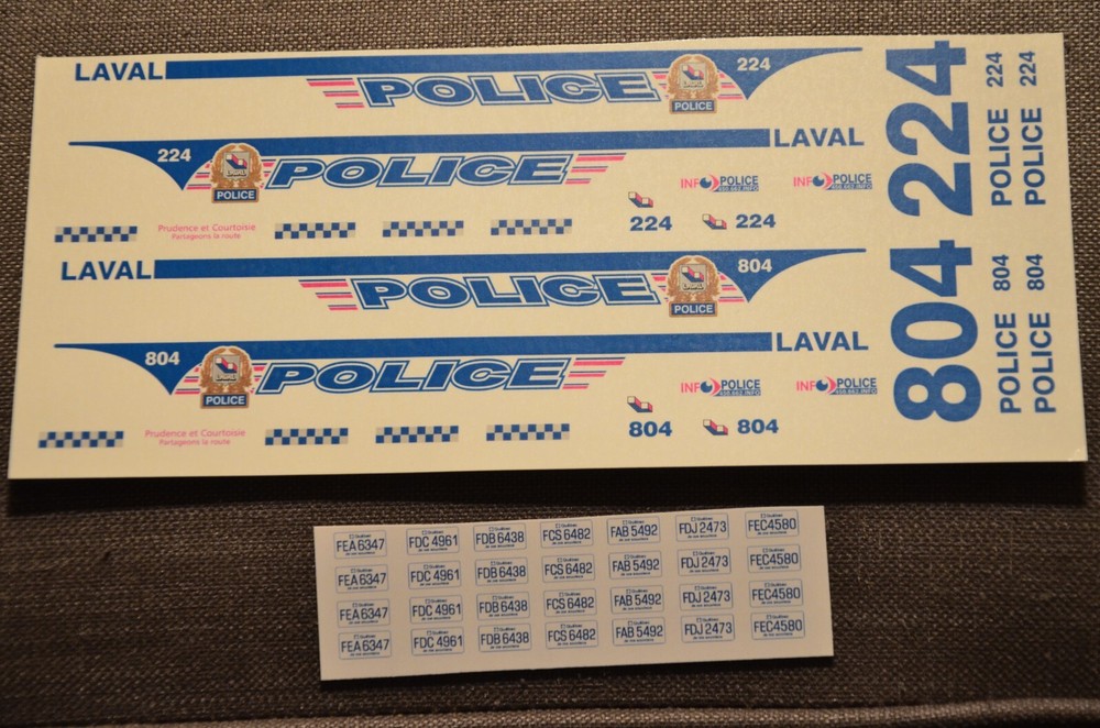 1/24, 1/25 Police Car decals (Bill Bozo – Laval, Canada)