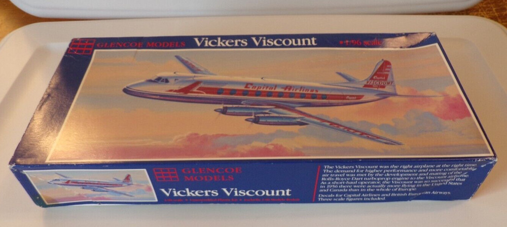 LOOK GLENCOE MODELS VICKERS VISCOUNT SCALE 1/96 MODEL KIT BOX