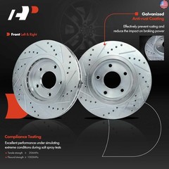 A-Premium 11.65 inch (295.8mm) Front Drilled and Slotted Disc Brake Rotors +