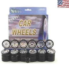 Set of 6 Chrome Spoke Rims for 1:24 Scale Model Cars – Upgrade Your Collection