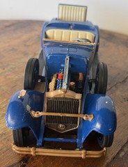 Vintage 1920s Style Roadster Metal Model Car Blue Whitewall Tires Heavy