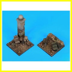 1/35 Scale DieCast Resin Model Assembled Kit Battlefield Scene Bases (50x50mm…