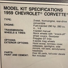 AMT ERTL 1/25 Model 🔥1959 Chevrolet Corvette🔥2-Way Build Sealed Parts 🏆