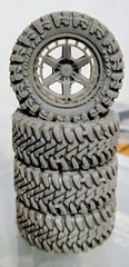 1/24 Scale Resin 20″ Brixton Forged Wheels Toyo Open Country Mud Tires X4