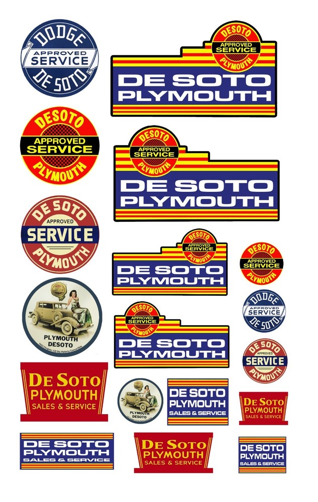 1:87 HO scale model vintage DeSoto De Soto car automobile service signs