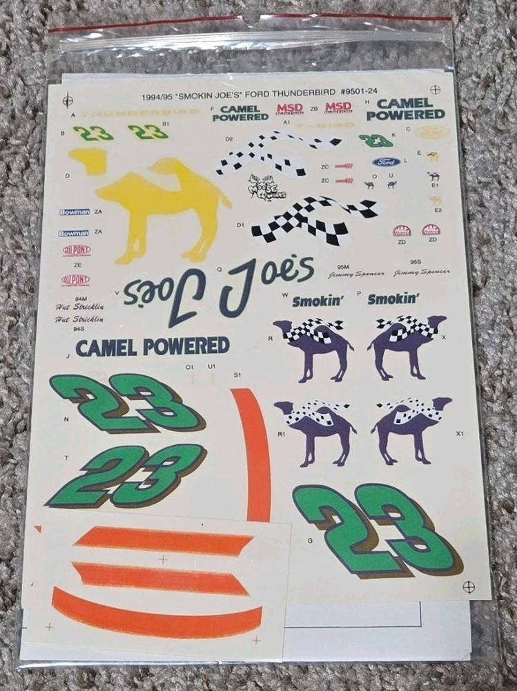 1994/95 Blue Ridge Decal #23 Camel “Smokin Joe’s” Ford Thunderbird Kit #9501