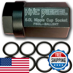 Hhc Diesel Ford 6.0L Diesel Nipple Cup Socket Kit 8 Heavy Duty Viton 1/2 Drive