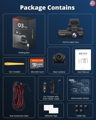 Dash Cam Front and Rear Inside, 3-Channel 2.5K FHD Dash Camera for Cars with 2″
