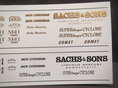 NEW! Sachs & Sons 64’/65′ Comet AFX 1/25 Decal from Fremont Racing Specialties