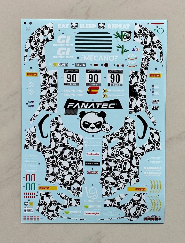 S.K. Decals SK24174 1:24 Merc AMG GT Evo IGTC Spa 24H 2021 Madpanda Decal Sheet