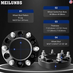6×5.5 Wheel Spacers Fit for Tahoe, Avalanche, Yukon XL, Frontier Pro-4X, 1 inch