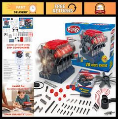 STEM Mini V8 Combustion Engine Model Kit – Build & Run Working Engine for Ages 1