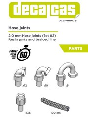 Decalcas 1/12 Detail-Up Parts 2mm Hose Joints (Set #2) Resin & Braid #DCL-PAR078
