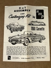 1960’s SMP 1960 Corvette 3-in-1 Customizable Model Kit Instructions Sheet