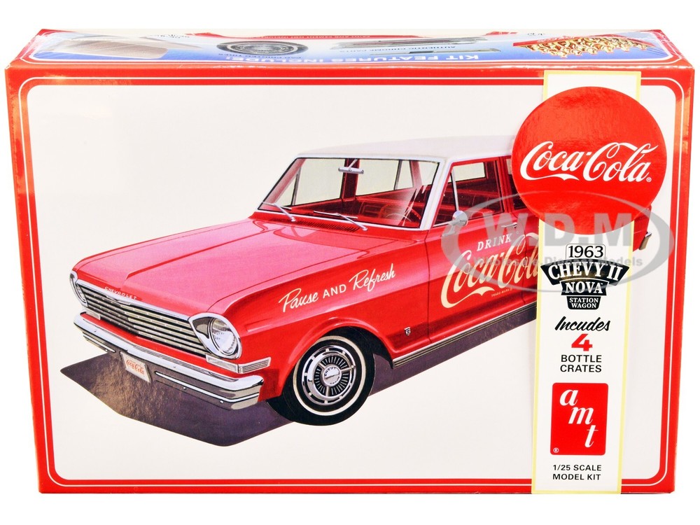 SKILL 3 MODEL KIT 1963 CHEVROLET II NOVA WAGON “COCA-COLA” 1/25 AMT AMT1353