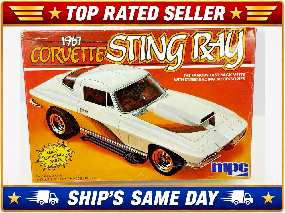 Vintage MPC 1967 Corvette Sting Ray Model Kit 1:25-6357-SEALED PARTS/NIOB