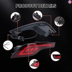 Red LED Rear Bumper Reflectors Fog Brake Tail Light Lamps Kit for Honda CRV