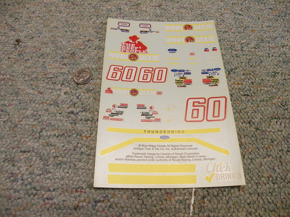 Blue Ridge decals 1/24 1/25 Winn Dixie Beef People #60 Thunderbird Chek K33