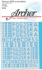 Archer German WWII Turret Letters Blue Transfer Decals AR35059BL