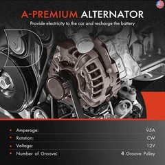 A-Premium Alternator Compatible with Honda CR-V CRV 1997-2001 L4 2.0L, 95A 12V
