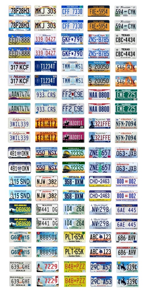 1/64 scale model car assorted USA 2000 license plates state tags 1:64