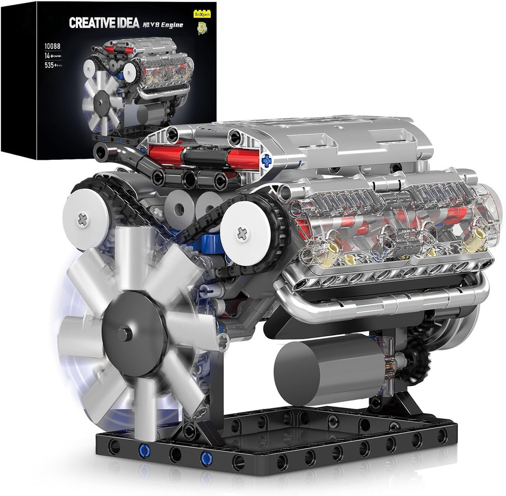 DIY V8 Engine Model Kit for Adults, Working Mechanical STEM Toy 535 Pcs-USA SHIP