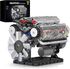 DIY V8 Engine Model Kit for Adults, Working Mechanical STEM Toy 535 Pcs