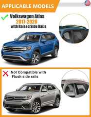 KINGGERI Roof Rack Cross Bars Fits VW Atlas 2017-2026 Raised Rail Lockable 330lb