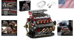 Authentic V8 Engine Model Kit – 1176 PCS with USB Rechargeable Motor for Adults