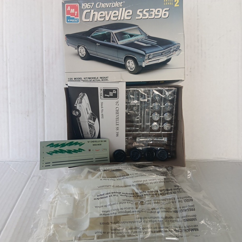 Vintage AMT ERT 1967 Chevrolet Chevelle SS396 1/25 Model Kit 6052 New Open Box