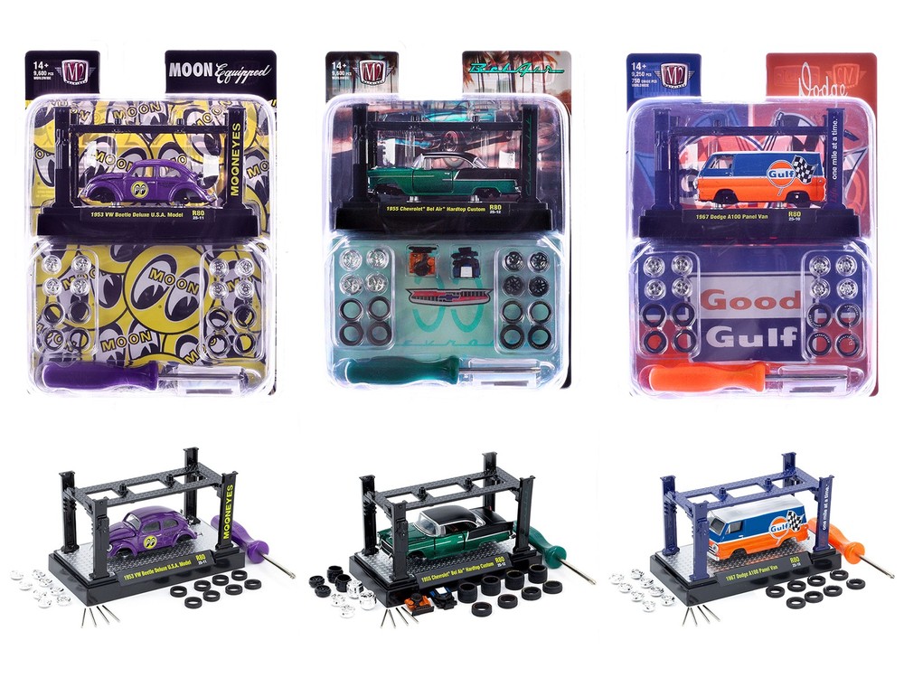 Model Kit 3 piece Car Set Release 80 1/64 Limited Edition by M2 Machines