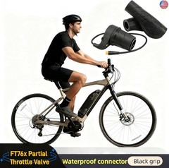 FT76X Half Twist Throttle for EBike – 22.2mm Grip, 12V-72V, Universal 3-Pin W