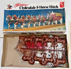 Vintage AMT Budweiser Clydesdale 8-Horse Hitch 1/20 Model Kit #7702 1978