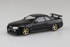Aoshima 1/32 NISSAN SKYLINE R34 GTR Custom Wheels Plastic Model Kit *BLUE*