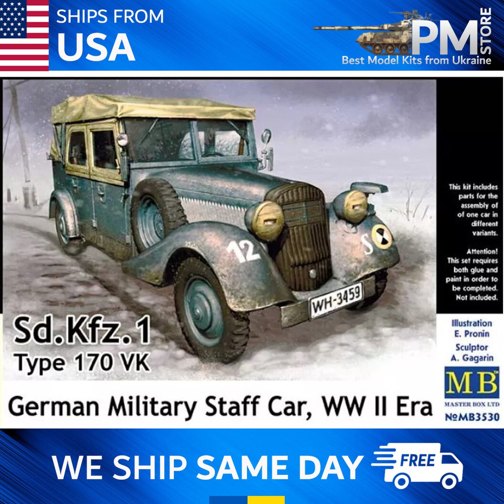 Master Box 3530 Sd. Kfz. 1 Type 170 VK, German Military Staff Car WW II Era 1/35
