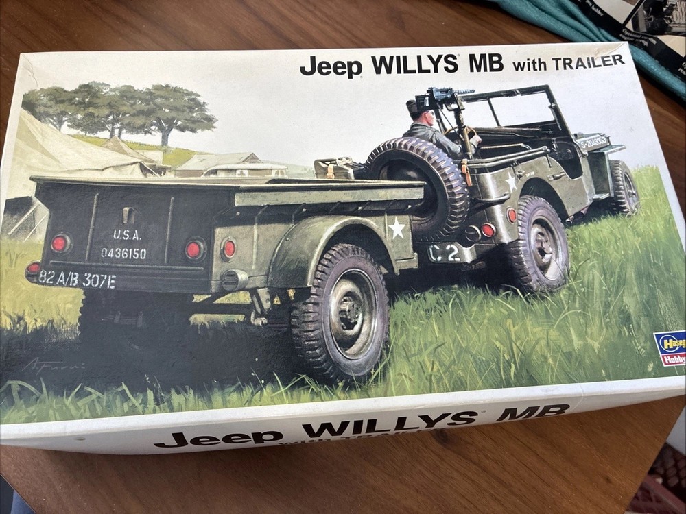 Hasegawa 1:24 Jeep Willys MB w/ Trailer Plastic Model Kit Unassembled 20221