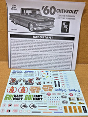 1960 Chevy Fleetside DECALS & INSTRUCTIONS 1/25 Scale AMT New Model Kit Parts