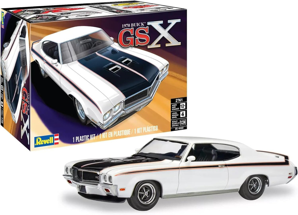 85-4522 1970 Buick GSX 2N1 Model Car Kit 1:24 Scale 106-Piece Skill Level 4 Plas