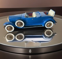 Vintage 1920s Style Roadster Metal Model Car Blue Whitewall Tires Heavy