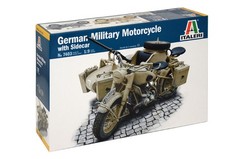 Italeri 7403 1/9 Scale Model Kit BMW R75 German Military Motorcycle w/Side Car
