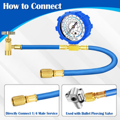 Refrigerator Freon Recharge Hose Kit-R134A R12 R22 Fridge Recharge Tool Kit with