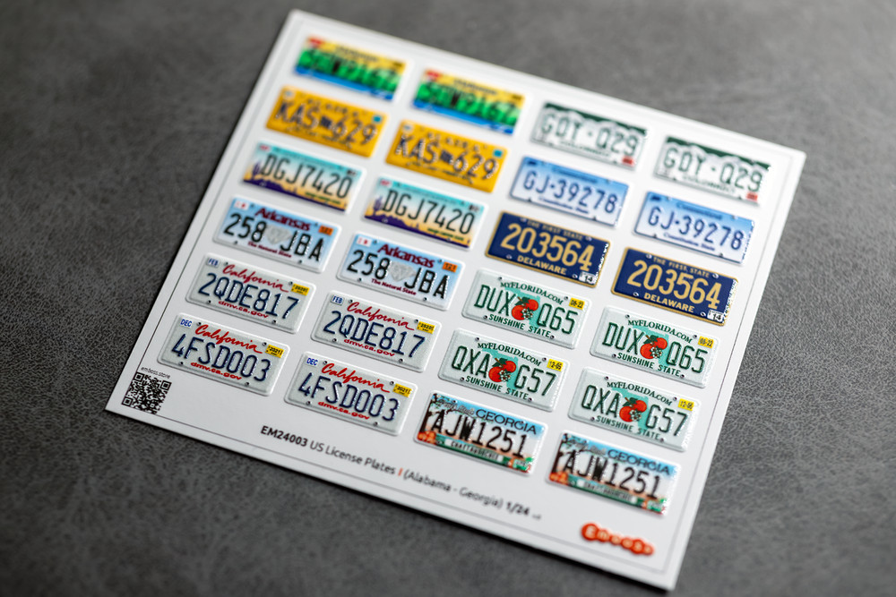 1:24 3D License Plates for scale model Cars Alabama Georgia