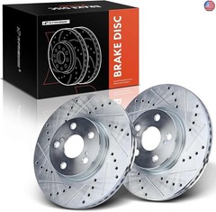 A-Premium 10.83 inch (275mm) Front Drilled and Slotted Disc Brake Rotors