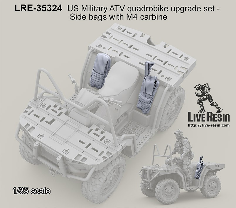 Live Resin 1/35 US ATV Quadrobike Upgrade set – Side Bags (2pcs) w/M4 Carbine