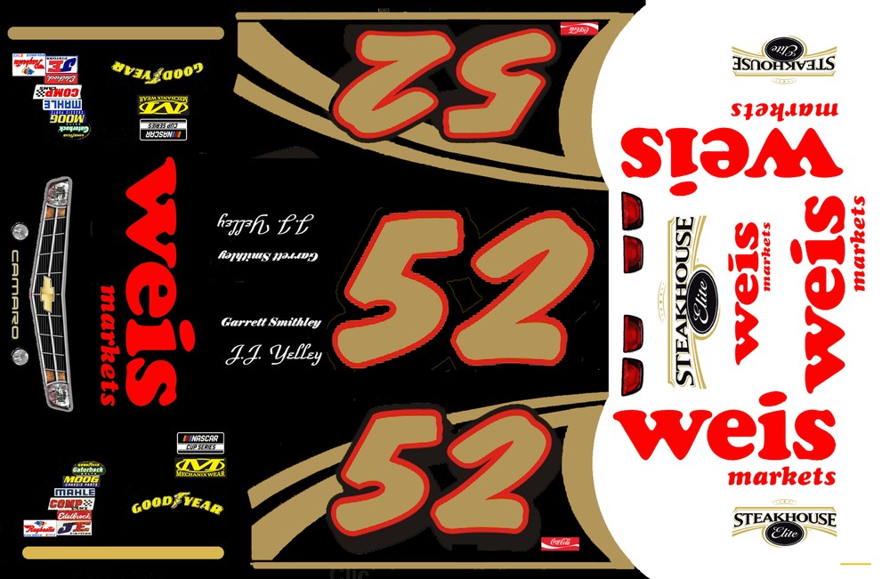 #52 JJ Yelley Weis Markets 1/18th Scale Waterslide Decals