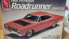 1968 Plymouth Road Runner STOCK HOOD & HINGES 1:25 AMT NEW Model Kit PARTS
