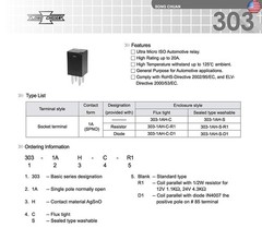 Automotive Purpose Relays 303-1AH-C-R1-U01-12VDC SPNO 20A 12VDC for Polaris RZR