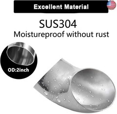 4Pcs OD 2 Inch 90 Degree SS304 Stainless Steel Bend Tube Exhaust Elbow Pipe for