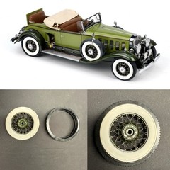 1:12 (6) Black Rubber Tire Replacement Set For Danbury Mint 1939 Cadillac